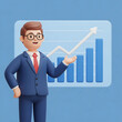 © rajib - 3D Businessman Presenting Rising Graph with Confidence