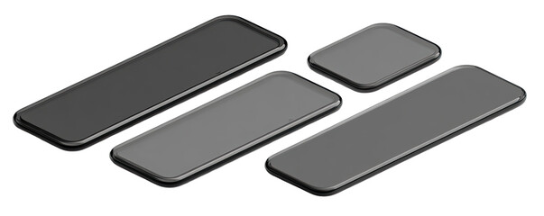 abstract illustration of four overlapping, rectangular, dark gray shapes with beveled edges