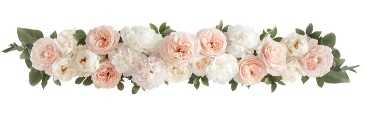 Wall Mural - Floral border with pink and white roses