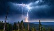 © Diego - beautiful lightning during a thunderstorm at night in a forest that caused a fire against a dark sky with rain