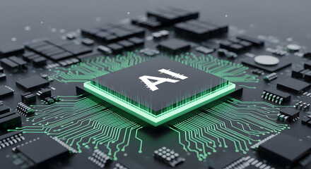 ai central processing unit microchip integrated circuit board technology concept