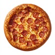 © chatta - Deliciously Cheesy Pepperoni Pizza Freshly Baked with Golden Crust and Abundant Toppings Served on a Wooden Board in a Cozy Restaurant Setting