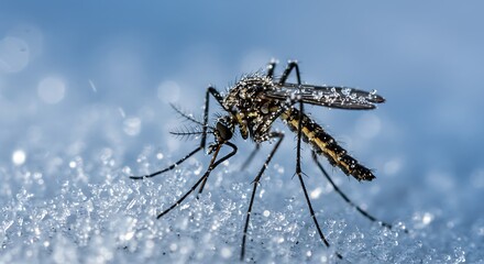 Closeup photo of a frozen mosquito macro 35mm