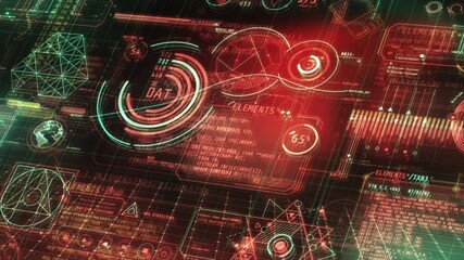 Sticker - futuristic head-up display showing rotating circular diagrams