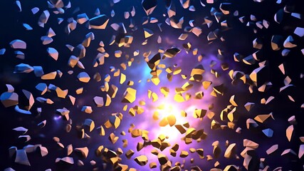 Canvas Print - Abstract explosion of fragments with a central glowing light