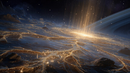 Wall Mural - cosmic luminescence: capturing an awe-inspiring astral scene, the image unveils a celestial body enc