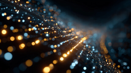Wall Mural - abstract data flow: a mesmerizing display of interconnected points of light weaves through the darkn