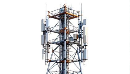 Cellular Tower Structure, Outdoor, White Background