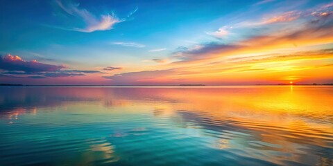 Wall Mural - Serene Sunset Reflection A Captivating Display of Colors Across a Calm Body of Water
