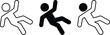 © Merajul - Flat vector, falling hazard icon, slipping person symbol, safety warning, accident prevention, caution sign, risk alert, workplace safety, danger notice, injury prevention