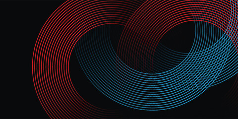 Wall Mural - abstract futuristic technology lines background with red and blue light effect. gradient circle line