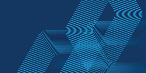 Wall Mural - abstract dark blue background with glowing geometric lines. modern shiny blue hexagon lines pattern.