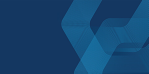 Wall Mural - abstract dark blue background with glowing geometric lines. modern shiny blue hexagon lines pattern.