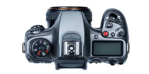 Top View of a Modern Digital Camera with Controls and Screen, PNG