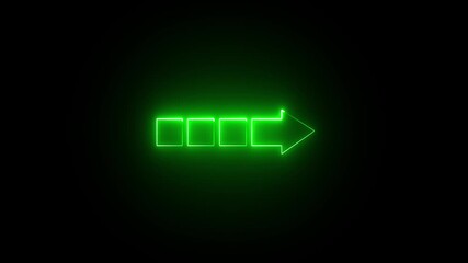 Wall Mural - Neon arrow icon animation on 4k motion video. A neon right direction icon animation.