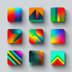 Wall Mural - modern abstract icons set of nine colorful designs for apps