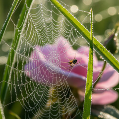 spider web in the morning dew