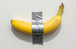 © Shabana - Conceptual Banana Art Piece, Taped to a White Wall. Theme of Absurdity in Contemporary Artistic Expression.