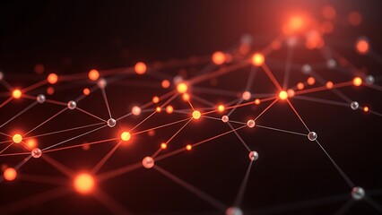 Futuristic network concept with glowing nodes and lines, set against a dark and atmospheric background.
