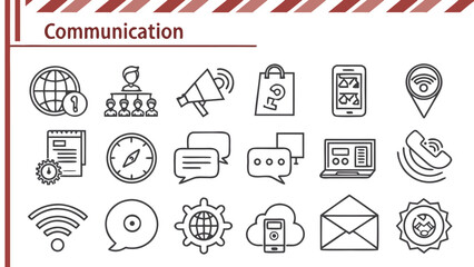Communication icons set for business and marketing