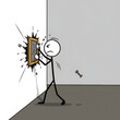 © Nike - Frustrated Stick Figure Punches Wall, Shattering Picture Frame in Anger
