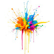 © MDMOKHLESUR - Vibrant multicolor paint splatter explosion against black background artistic design transparent background