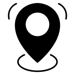 Canvas Print - Location pin icon with shadow and reflection in solid black.