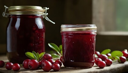 Wall Mural - jar of delicious lingonberry jam