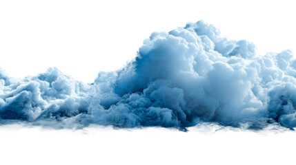 Wall Mural - Wispy blue smoke and vapor drifts across a white background, cut out transparent