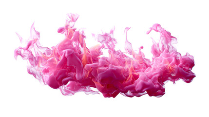 Wall Mural - Flowing pink smoke and fire in abstract formation against white, cut out transparent