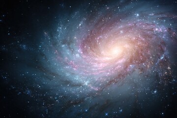 Wall Mural - Vibrant galaxies swirl dynamically within the vastness of space, creating an awe-inspiring cosmic view filled with vibrant colors and endless mystery