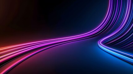 Wall Mural - the image showcases a dynamic digital artwork with luminous curved lines emanating from both sides, 