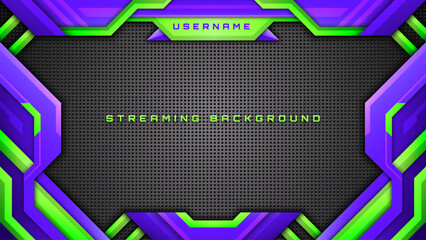 Wall Mural - Streaming banner background in purple and lime green abstract style backdrop for streamers