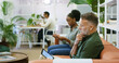 © Jeff Bergen/peopleimages.com - Tablet, thinking and sofa with business man in office for project graph, event manager and budget reflection. Program schedule, planning and performance review with mature person for coworking idea