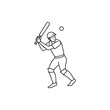 © Md CF ID #17860857 - Line art illustration of a cricket batter hitting a ball with bat Silhouette vector