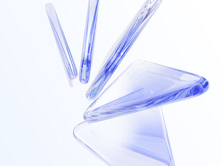 Wall Mural - 3d light blue background with glass transparent triangle shapes. abstract geometric line pattern. cr