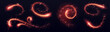 © klyaksun - Glowing red sparkle magic trails with luminous curves and star bursts on transparent background. Fiery light streaks in swirling patterns with particles for fantasy effects or energy motion graphics