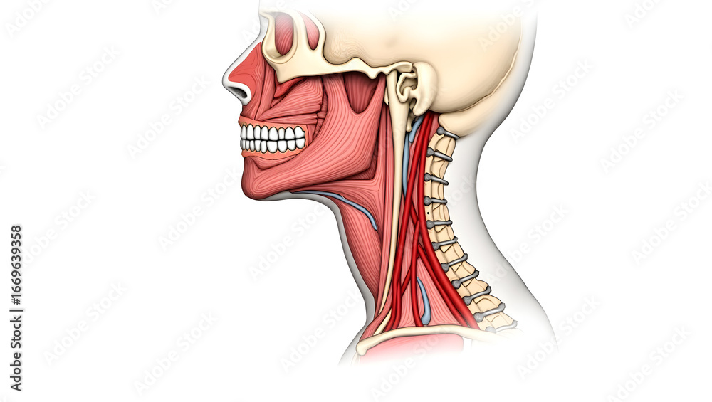 Neck Visual Stock-Illustration „Anatomy&physiology A labeled diagram of the neck in ...