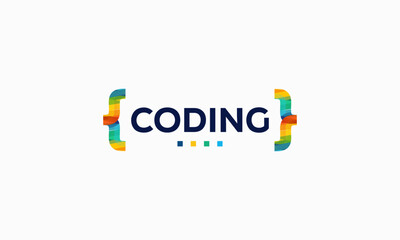 Colorful Coding logo designs template, Modern code logo for programmer