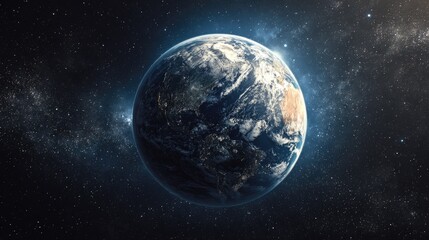 Earth, a beautiful blue marble, in space