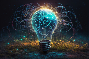 Wall Mural - Cosmic Neural Light. Generative AI.