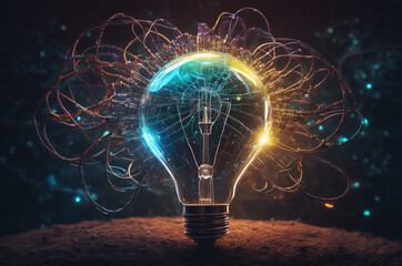 Wall Mural - Neural Light Core. Generative AI.