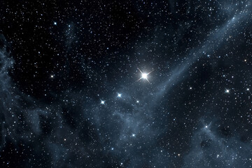 Wall Mural - A starry night sky with a bright star in the center