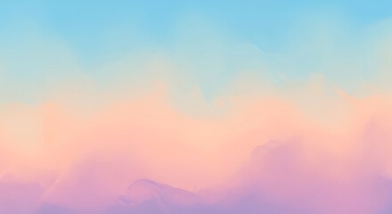 Dreamy abstract background with smooth pastel color gradients blending blue, peach, and purple.