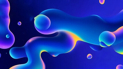 Abstract Fluid Forms in Vibrant Neon Colors
