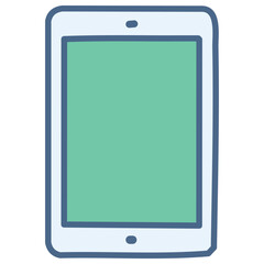 A vibrant and simple vector icon of a tablet with an app icon, representing a fun and interactive gadget.