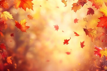 Wall Mural - autumn background with maple falling leaves leaf colorful autumn.