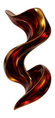 Wall Mural - twisting form with a reflective surface in shades of red and gold
