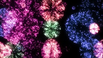 Vibrant fireworks exploding in the night sky, perfect for celebrations and events