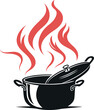 © SumayiaAkter - Vector art of cooking pot with flames and steam
